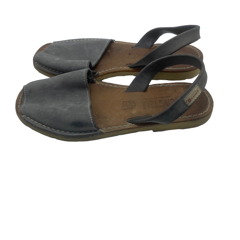 CASTELL AVARCAS PONS CLASSIC GREY LEATHER SLINGBACK SANDALS size 38